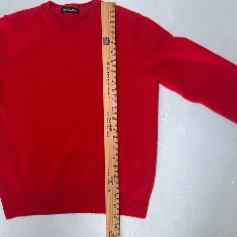 NAADAM Cashmere Sweater Sz M Red The Original Crewneck Ribbed Detail Minimalist - Picture 4 of 12